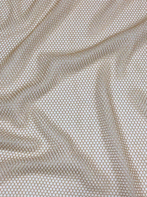 Polyester None Stretch See Through Gold Mesh with Gold Lurex Fabric