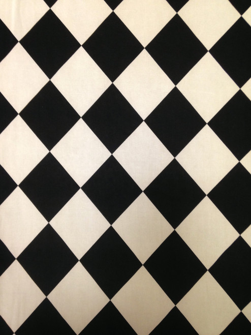 Black & Off-White Diamond Pattern on Stretch Lightweight Knit Jersey Polyester Spandex Fabric
