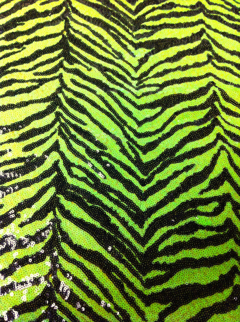 3mm Mini Micro Bright Neon Sequins Zebra Pattern on Non-Stretch Nylon Mesh Fabric