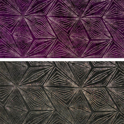 Stretch Velvet with Diagonal Glittery Design in Plum and Black 58/60" Inch Wide