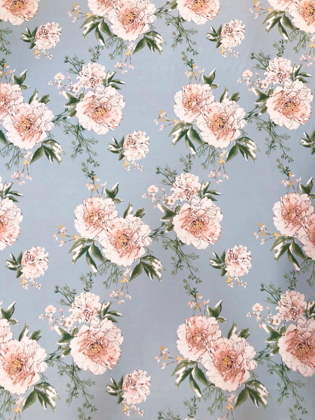 Brushed Single Spun 2 ways Stretch Big Floral Design Light-Medium Weight
