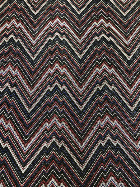 Zig Zag Print on Textured Jacquard Nylon Metallic Spandex Fabric
