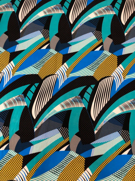 Polyester Spandex Abstract Design 2 Way Stretch Fabric