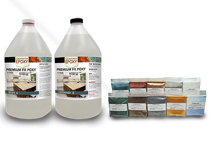 Test kit includes 2 gallons of Premium FX Poxy and 32 metallic powders