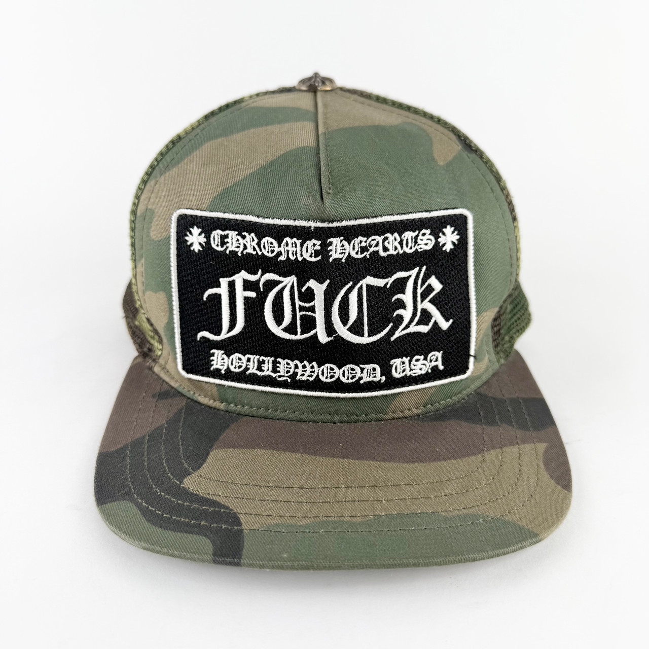 Chrome Hearts FUCK Hollywood Trucker Cap Camo - Truest