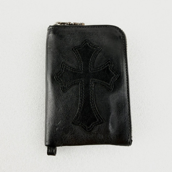 Chrome Hearts Leather Cross Zip Wallet