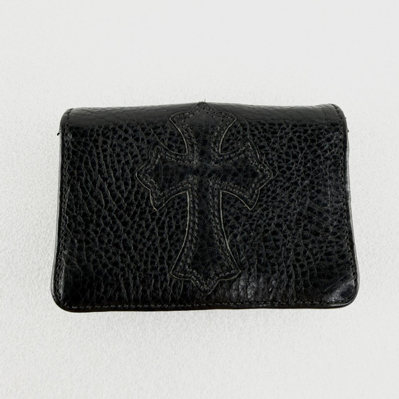 Chrome Hearts Leather Cross Bi-Fold Wallet Black