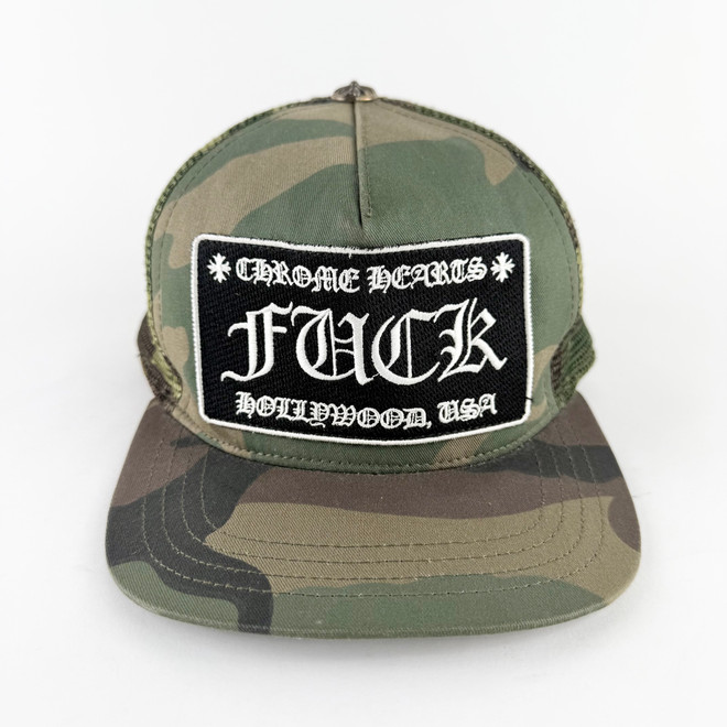 かいとん様 CHROME HEARTS  キャップ 迷彩 FUCK Chrome Hearts FUCK Hollywood Trucker Cap Camo - Truest