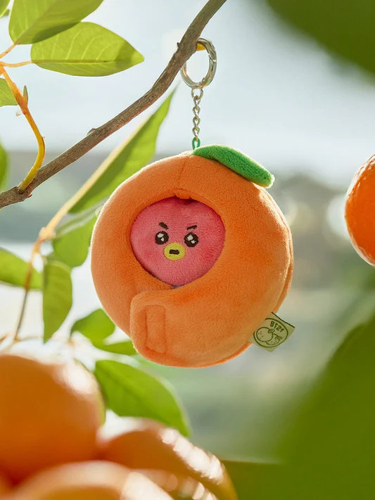 BT21 TATA BABY PLUSH KEYRING ORANGE PARTY interAsia