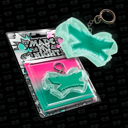 LE SSERAFIM - 2nd Single Album 'Made My Night' Glow Clicker Keychain (Mint ver.) + 2 Random Photocards + LOGO MEMO PAD (BDM)