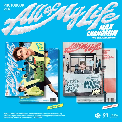 [LUCKY DRAW]  MAX CHANGMIN - 3RD MINI ALBUM [All Of My Life] (Photobook Ver.) (2types Random Ver.) + Random Photocard (MAKESTAR)