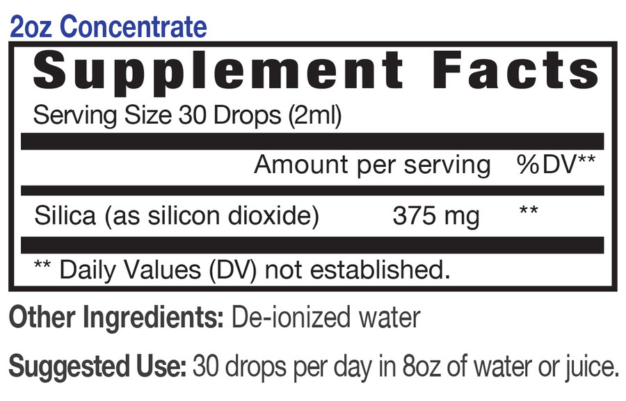 Eidon Silica 2oz Supplement Facts