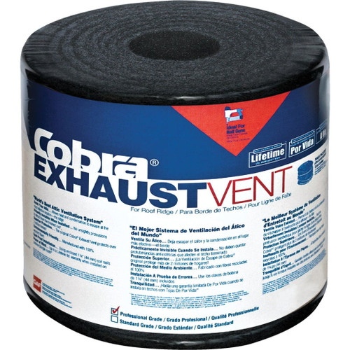 GAF - Cobra - Exhaust Vent 10.5" x 50' Mesh Roll Ridge Vent (Nail Gun Version) - Black