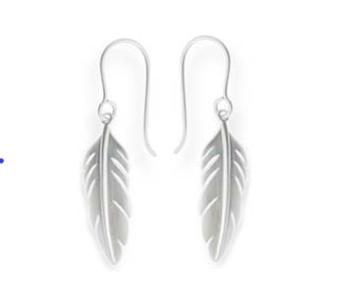 Brushed Sterling Silver Feather Earring TASHI