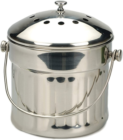 RSVP Stainless Steel Compost Pail with filters