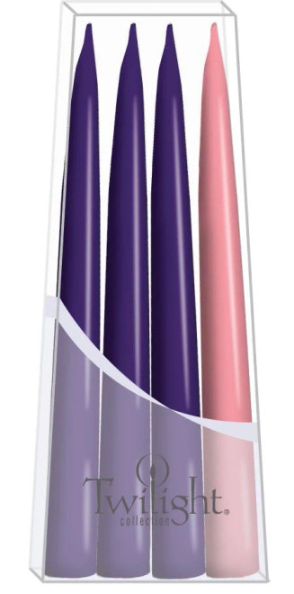 Advent Candles Set of 4 Twilight Violet & Pink Dripless Unscented