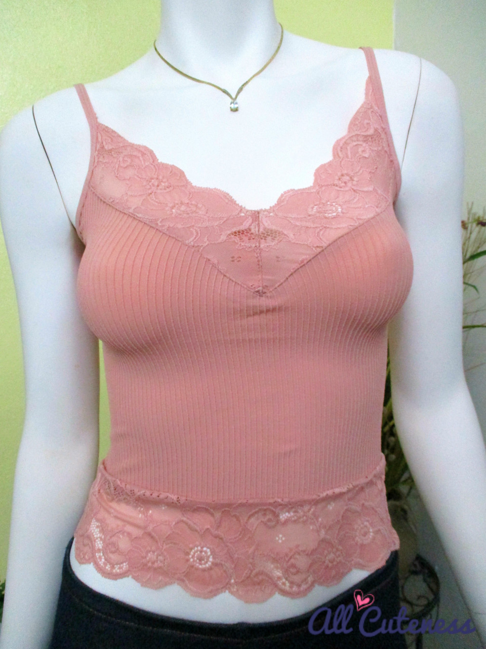 Fuchsia 3 Row Lace Camisole with Pink Cocoa Straps