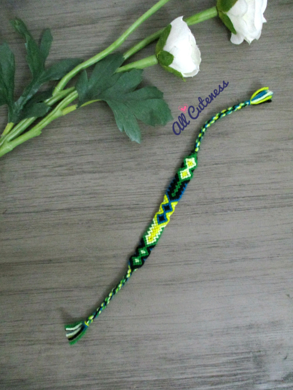 Handmade Green and Yellow Woven Friendship Bracelet - All Cuteness