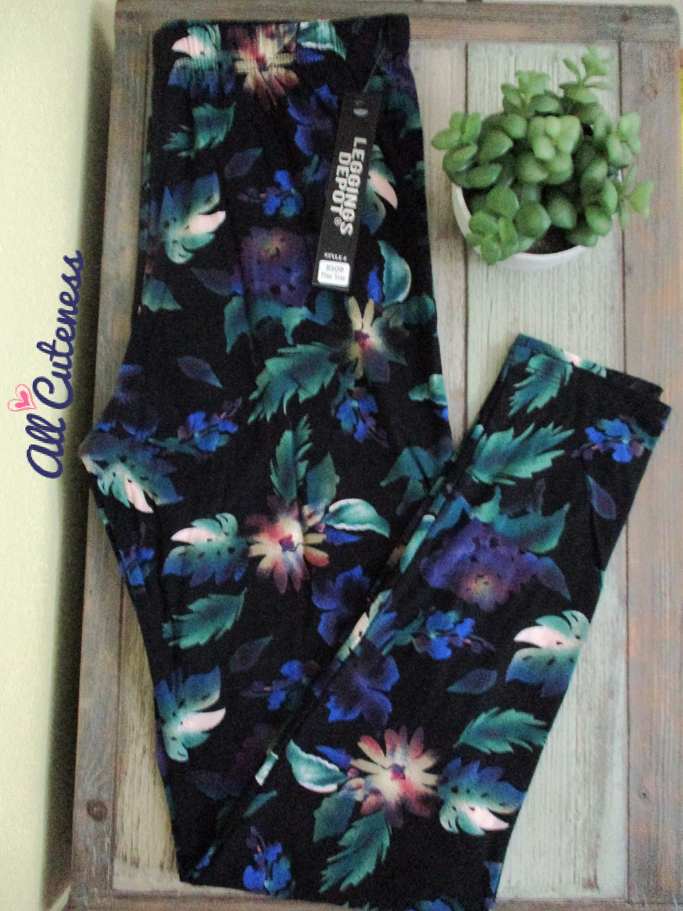 Plus Size Floral Print Leggings - All Cuteness