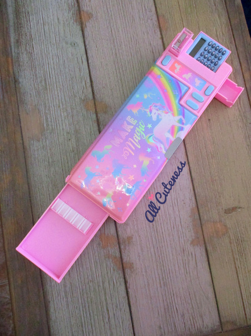 Multi Function Pink Unicorn Pencil Case