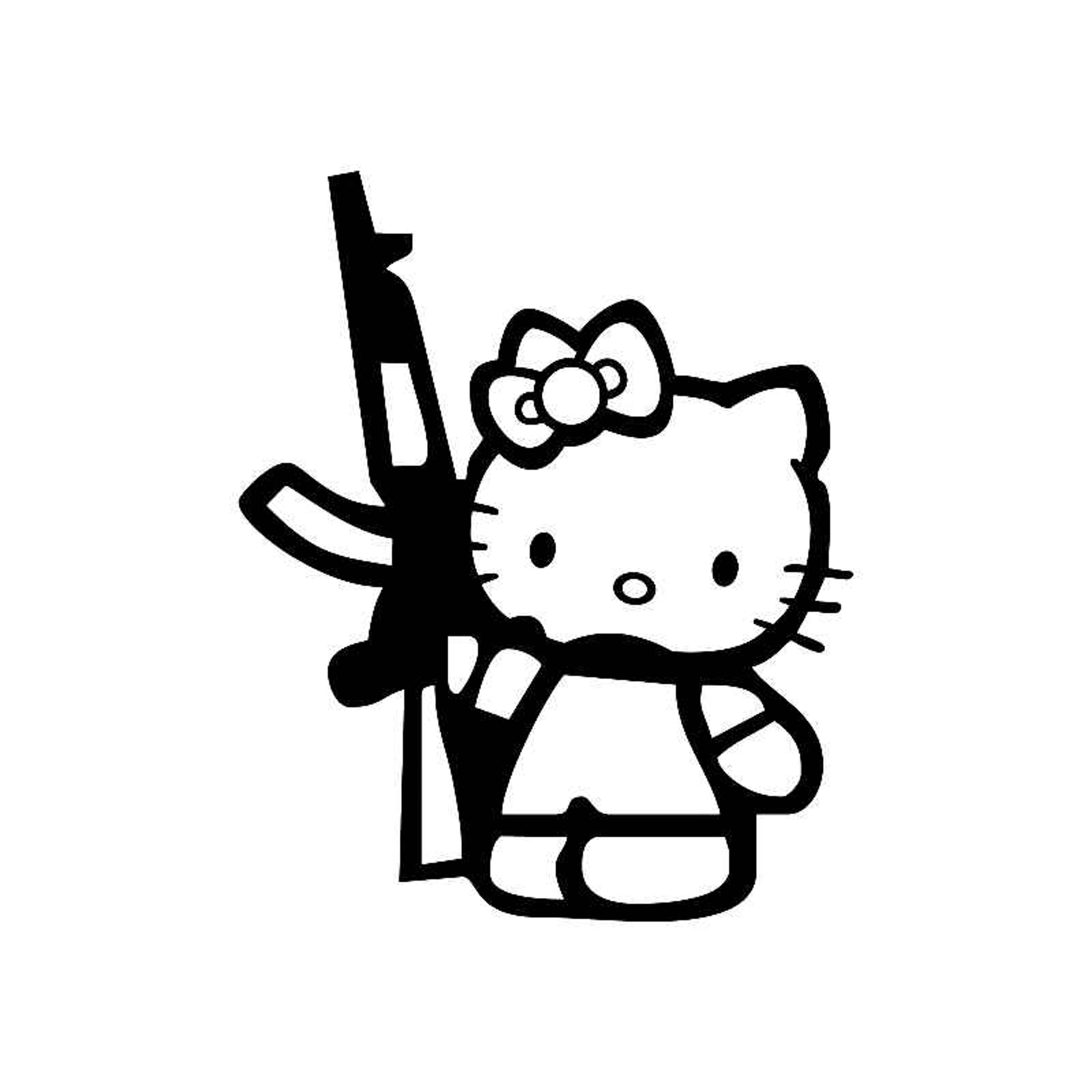 Hello Kitty With Gun Decal