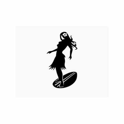 Hawaii Beach Surf Girl  Vinyl Decal Sticker

Size option will determine the size from the longest side
Industry standard high performance calendared vinyl film
Cut from Oracle 651 2.5 mil
Outdoor durability is 7 years
Glossy surface finish