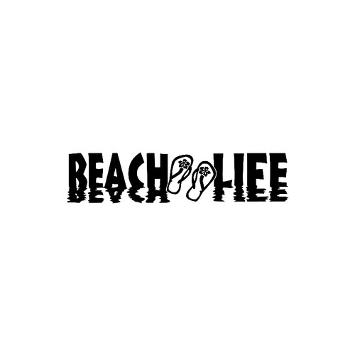 Beach Life with Flip Flops    Reflective LetteringVinyl Decal High glossy, premium 3 mill vinyl, with a life span of 5 - 7 years!