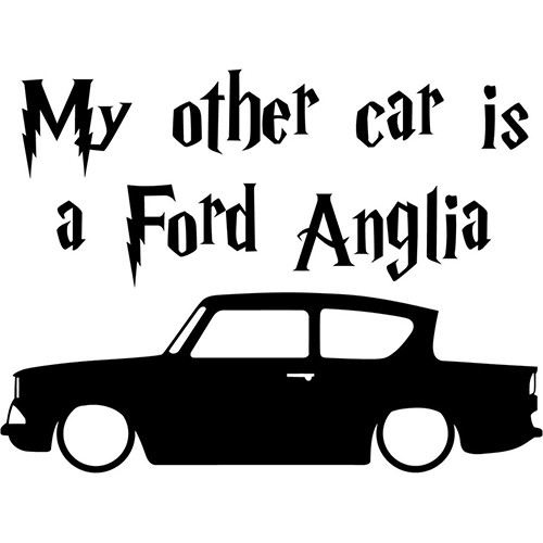 Harry Potter My Other Car Is A Ford Anglia Vinyl Decal <div> High glossy, premium 3 mill vinyl, with a life span of 5 – 7 years! </div>