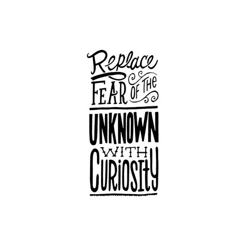 Saying replace fear of the unknown with curiosity  decal High glossy, premium 3 mill vinyl, with a life span of 5 - 7 years!