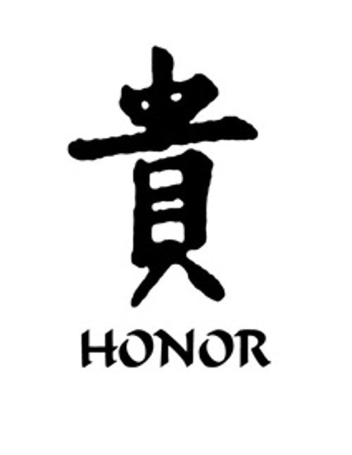 Honor Kanji Symbol Vinyl Decal High glossy, premium 3 mill vinyl, with a life span of 5 - 7 years!