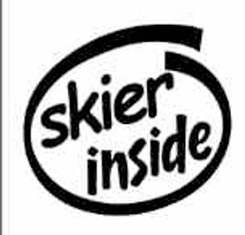 Skier Inside Vinyl Decal High glossy, premium 3 mill vinyl, with a life span of 5 - 7 years!