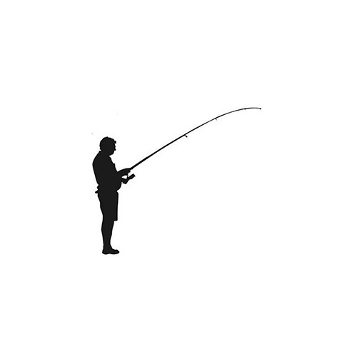 Fisherman Silhouette ver4   Vinyl Decal High glossy, premium 3 mill vinyl, with a life span of 5 - 7 years!