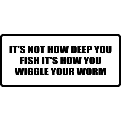 It's Not How Deep You Fish It's How You Wiggle Your Worm  Vinyl Decal High glossy, premium 3 mill vinyl, with a life span of 5 - 7 years!