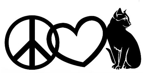 Peace Love Cats Vinyl Decal Sticker High glossy, premium 3 mill vinyl, with a life span of 5 - 7 years!