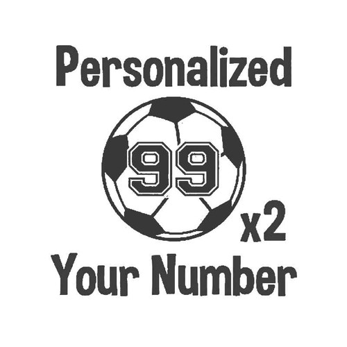 Soccer Ball Logo X2 Personalized With Your Number Vinyl Sticker