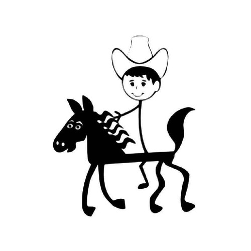 Boy Horseback Riding Sport Stick Figure Vinyl Sticker