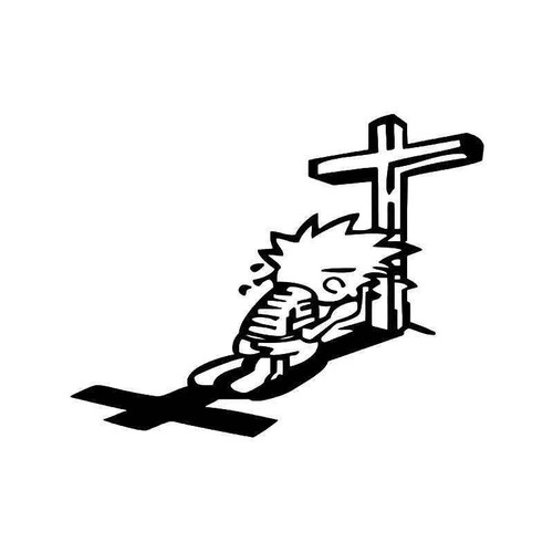 Boy Praying Cross Christian Religion 3 Vinyl Sticker