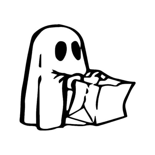 E Ghost Halloween Trick Or Treat Vinyl Sticker