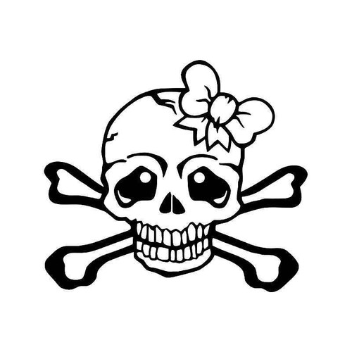 E Girl Bow Tie Skull Crossbones 5 Vinyl Sticker