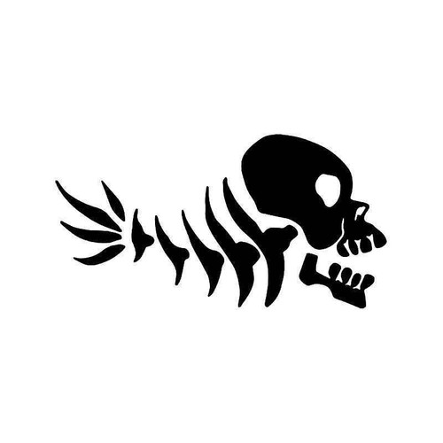 Fish Bone Skull Vinyl Sticker