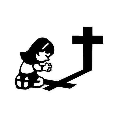 Girl Praying Cross Christian Religion Symbol 1 Vinyl Sticker