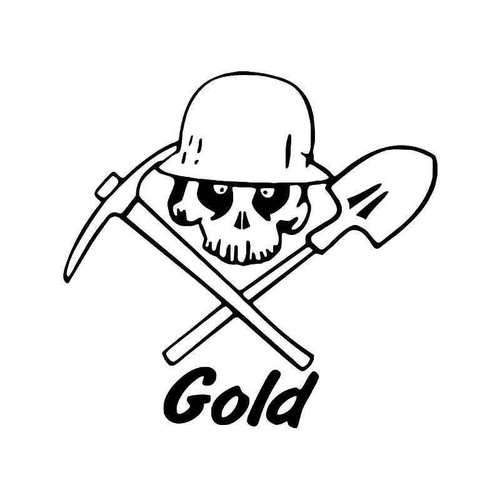 Gold Miner Death Skull Vinyl Sticker