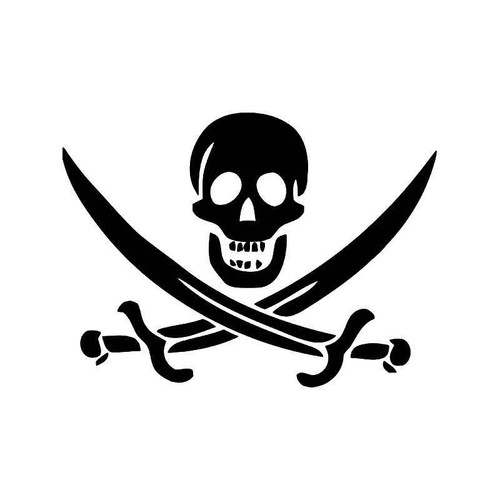 Jolly Roger Pirate Skull Swords Vinyl Sticker