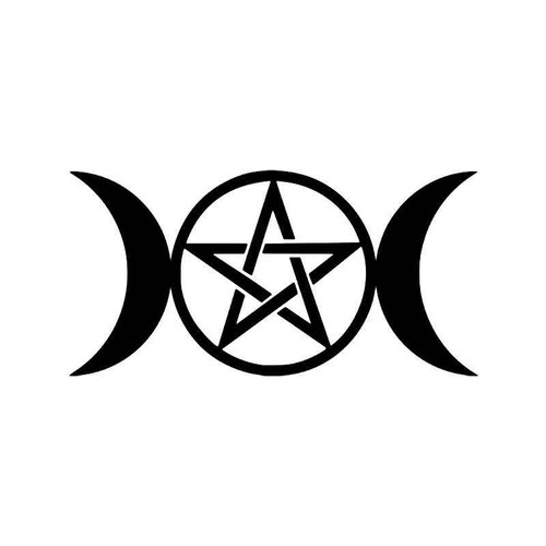 Triple Moon Goddess Wicca Pentacle Pagan Symbol Vinyl Sticker