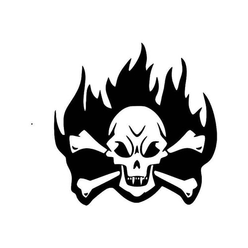 Vampire Flame Skull Crossbones Vinyl Sticker