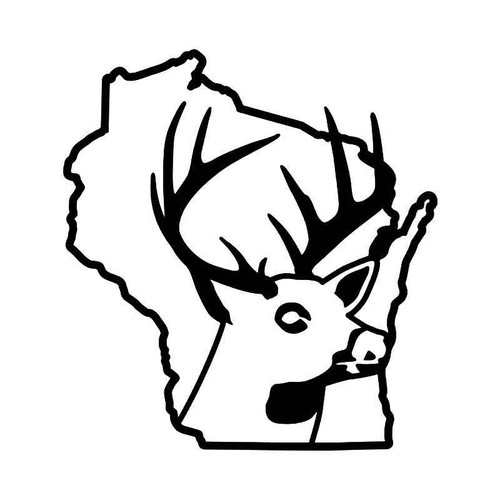 Wisconsin State Deer Buck Hunting Vinyl Sticker