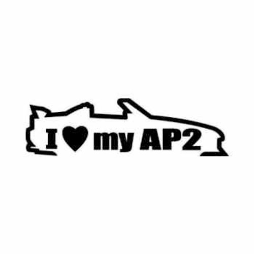 I Love My Honda AP2 JDM Japanese Vinyl Decal Sticker

Size option will determine the size from the longest side
Industry standard high performance calendared vinyl film
Cut from Oracle 651 2.5 mil
Outdoor durability is 7 years
Glossy surface finish