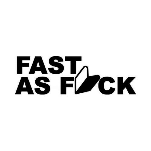 Fast As Fuck JDM Japanese Vinyl Decal Sticker

Size option will determine the size from the longest side
Industry standard high performance calendared vinyl film
Cut from Oracle 651 2.5 mil
Outdoor durability is 7 years
Glossy surface finish