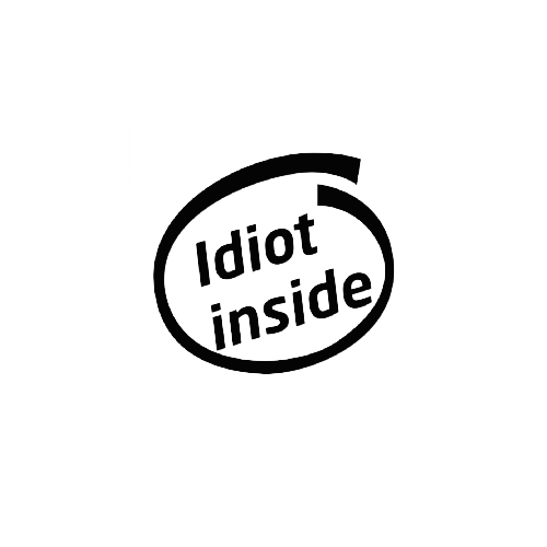 Idiot Inside Vinyl Decal

Size option will determine the size from the longest side
Industry standard high performance calendared vinyl film
Cut from Oracle 651 2.5 mil
Outdoor durability is 7 years
Glossy surface finish