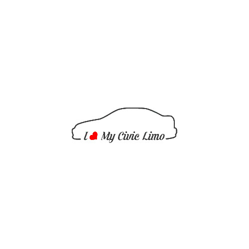 JDM I Love My  Civic  limo ek Vinyl Decal

Size option will determine the size from the longest side
Industry standard high performance calendared vinyl film
Cut from Oracle 651 2.5 mil
Outdoor durability is 7 years
Glossy surface finish